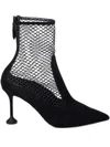 Aquazzura Brera Mesh Suede Stiletto Ankle Booties In Black