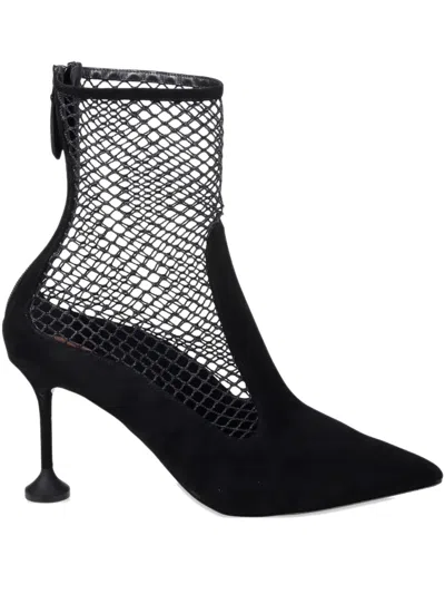 Aquazzura 85mm Mesh-insert Suede Pumps In Black