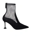 Aquazzura Brera Mesh Suede Stiletto Ankle Booties In Black