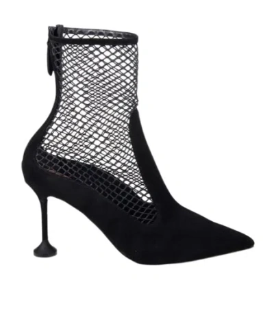 AQUAZZURA 85MM MESH-INSERT SUEDE PUMPS