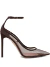 Aquazzura 85mm Mesh-panelling Heeled Pumps In Brown