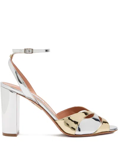 Aquazzura 85mm Moves Leather Ankle-strap Sandals In Multi