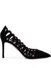 Aquazzura 85mm Peep Cut-out Suede Pumps In Black