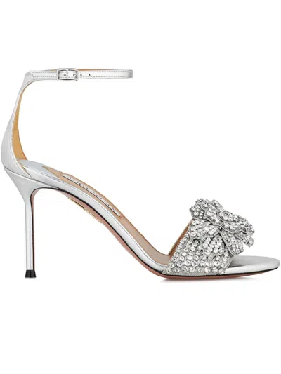 AQUAZZURA 85MM PEONY CRYSTAL SANDALS