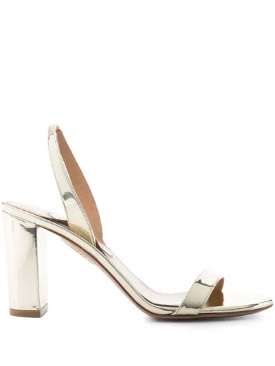 Aquazzura 85mm So Nude Metallic Leather Sandals In Gold