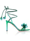 Aquazzura Summer Sun 85 Sandals In Metallic Leather In Green