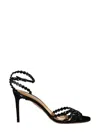 Aquazzura Tequila 85 Embellished Suede Sandals In Black
