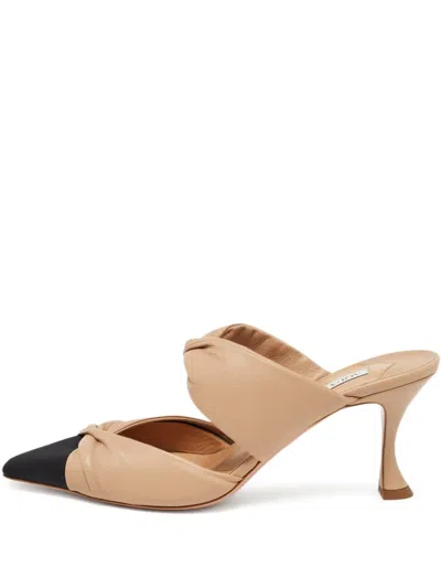 Pre-owned Aquazzura 85mm Twist Mules In Neutral