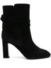 Aquazzura Very Bow Tie 85 Suede Ankle Boots In Black