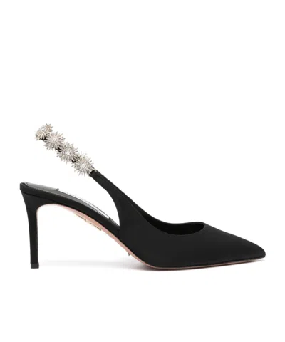 AQUAZZURA 90MM CRYSTAL-EMBELLISHED SLINGBACK PUMPS
