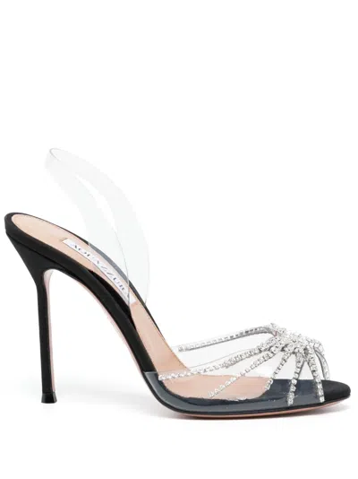 Aquazzura 90mm Crystal-embellished Slingback Sandals In Silver
