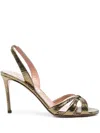 Aquazzura Tati 85 Metallic Crocodile-effect Sandals In Gold