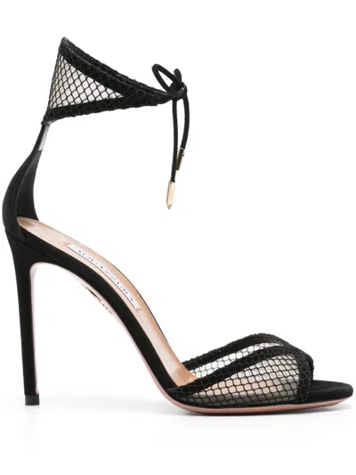 Aquazzura 95mm Mesh-panelling Sandals In Black