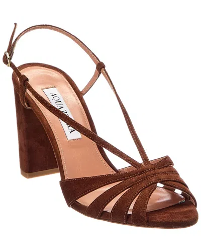 Aquazzura Aimee 85 Suede Slingback Sandal In Brown