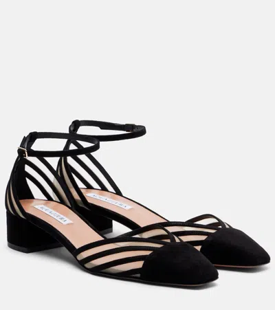 Aquazzura 35mm Alana Suede Ankle-strap Pumps In Black