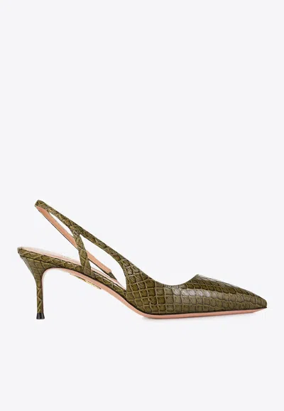 Aquazzura Alex 65 Slingback Pumps In Green