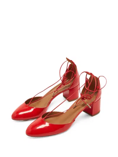 Pre-owned Aquazzura Alexa Strapped Pumps In Red