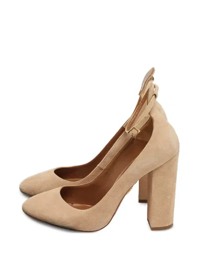 Pre-owned Aquazzura Alix Ankle-buckle Pumps In Neutral