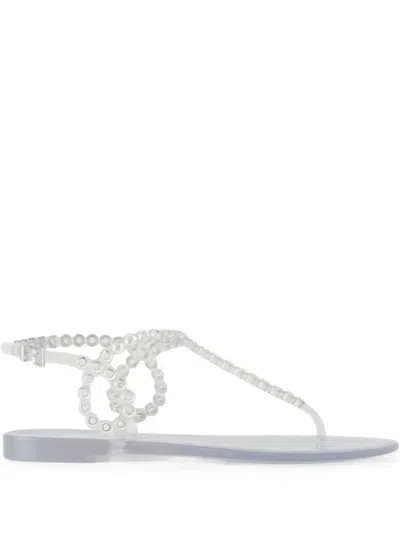 Aquazzura Almost Bare Buckle-strap Flip Flops In White