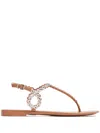 Aquazzura Crystal Jelly Flat Sandals With Embellished Straps In Beige
