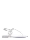 Aquazzura Almost Bare Crystal Jelly Sandal Flats Transparent In Metallic
