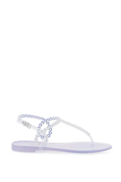 Aquazzura Almost Bare Crystal Jelly Sandal Fl In Purple