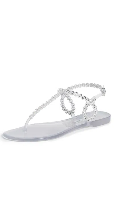 AQUAZZURA ALMOST BARE CRYSTAL JELLY SANDAL FLATS TRANSPARENT