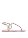 Aquazzura T-strap Pink Sandals With Circular Embellishments In Color Carne Y Neutral