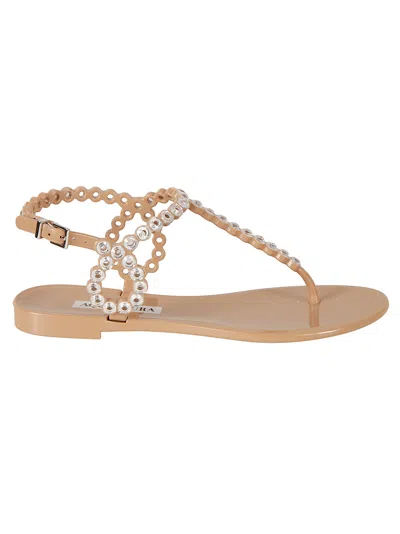 Aquazzura Almost Bare Crystal Jelly Sandals In Powder Pink