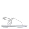 Aquazzura 'almost Bare' Metallic Colored Sandals With Eyelet Decorations And Buckle Closure In Transparent