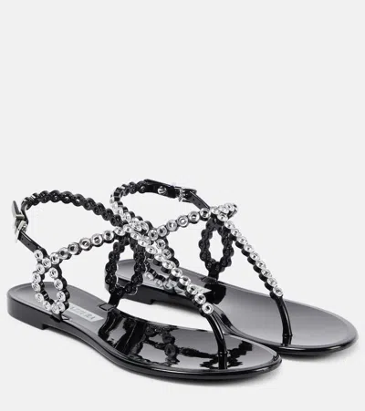 Aquazzura Almost Bare Crystal-embellished Pvc Sandals In Black