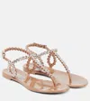 Aquazzura T-strap Pink Sandals With Circular Embellishments In Powder Pink