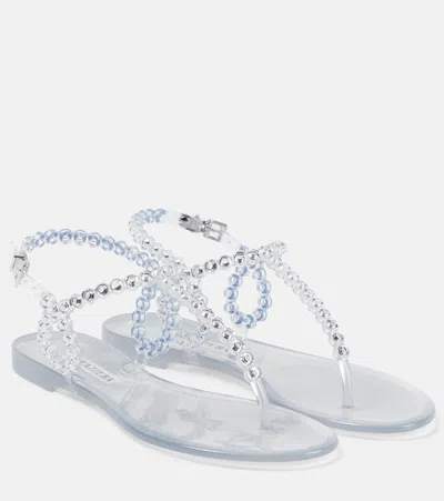 AQUAZZURA ALMOST BARE EMBELLISHED PVC SANDALS