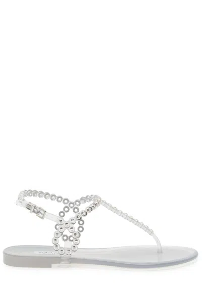 AQUAZZURA AQUAZZURA ALMOST BARE EMBELLISHED RUBBER SANDALS
