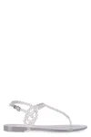 Aquazzura Almost Bare Crystal Jelly Sandal Flats Transparent In Transparent