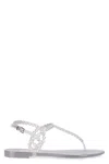 Aquazzura Almost Bare Crystal Jelly Sandal Flats Transparent In Transparent