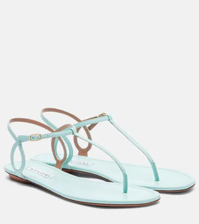 Aquazzura Almost Bare Leather Thong Sandals In Blue