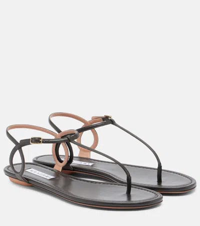 Aquazzura Almost Bare Leather Thong Sandals In Brown