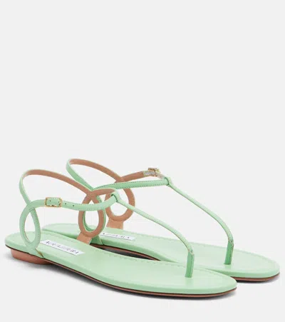 Aquazzura Almost Bare Leather Thong Sandals In Green