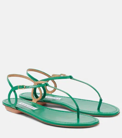 Aquazzura Almost Bare Leather Thong Sandals In Green
