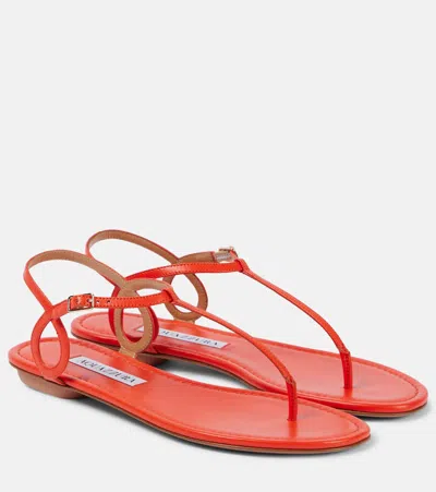 Aquazzura Almost Bare Leather Thong Sandals In Orange