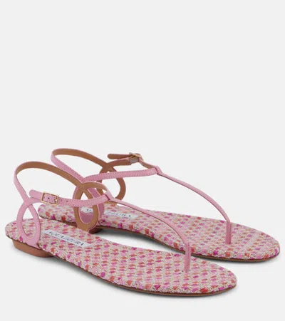 Aquazzura Almost Bare Leather Thong Sandals In Pink