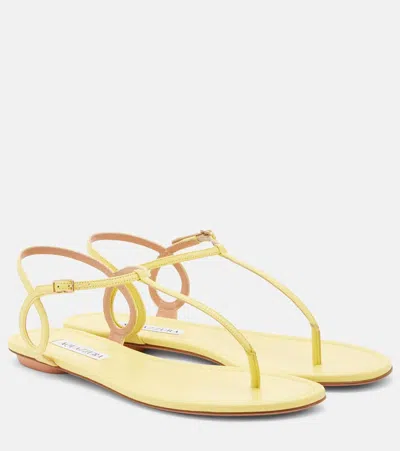 Aquazzura Almost Bare Leather Thong Sandals In Yellow