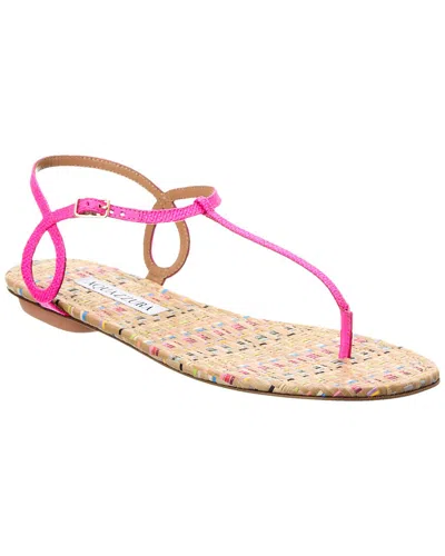 Aquazzura Almost Bare Raffia Sandal In Pink