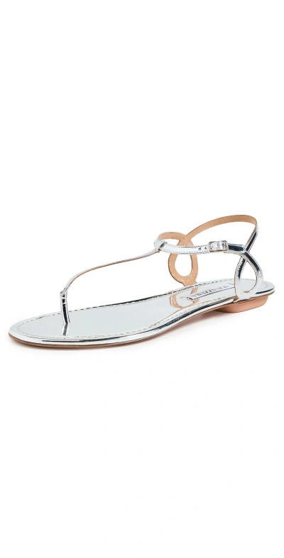 Aquazzura Almost Bare Sandal Flats Silver