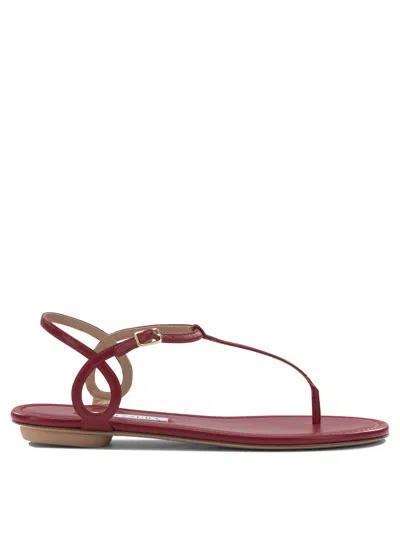 Aquazzura Almost Bare Leather Ankle Strap Sandals In Burgundy