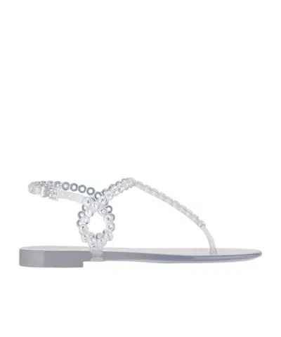 AQUAZZURA AQUAZZURA ALMOST BARE EMBELLISHED JELLY FLAT SANDALS