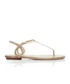 Aquazzura Almost Bare Metallic Leather Thong Sandals In Nude