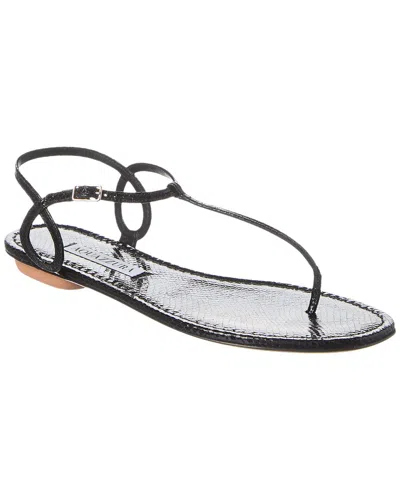 Aquazzura Almost Bare Snake-embossed Leather Sandal In Black