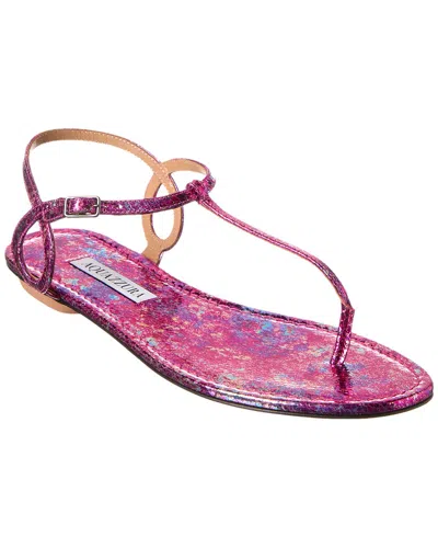 Aquazzura Almost Bare Snake-embossed Leather Sandal In Pink